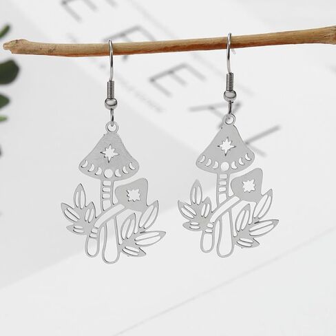 Owl Dangle Earrings Boho Hollow Filigree Copper Butterfly Moth Mushroom Patterned Disc Drop Earrings For Women Jewelry in Kuwait