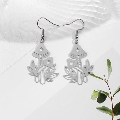 Owl Dangle Earrings Boho Hollow Filigree Copper Butterfly Moth Mushroom Patterned Disc Drop Earrings For Women Jewelry in Kuwait