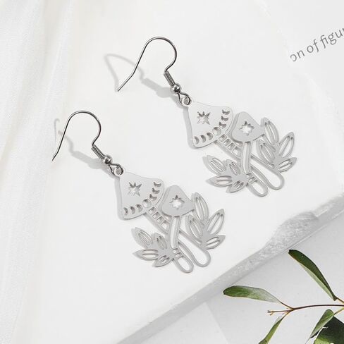 Owl Dangle Earrings Boho Hollow Filigree Copper Butterfly Moth Mushroom Patterned Disc Drop Earrings For Women Jewelry in Kuwait