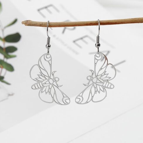 Owl Dangle Earrings Boho Hollow Filigree Copper Butterfly Moth Mushroom Patterned Disc Drop Earrings For Women Jewelry in Kuwait