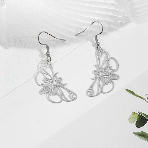 Owl Dangle Earrings Boho Hollow Filigree Copper Butterfly Moth Mushroom Patterned Disc Drop Earrings For Women Jewelry in Kuwait