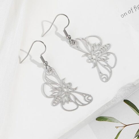 Owl Dangle Earrings Boho Hollow Filigree Copper Butterfly Moth Mushroom Patterned Disc Drop Earrings For Women Jewelry in Kuwait