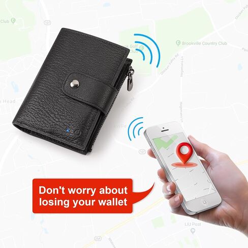 ALDBRAN ® Smart Trackable Wallet for Men with Alarm - Slim Cowhide Soft Leather Mens Wallet with 10 Credit Card Slots & Zipper Coin Pocket - RFID Protected Anti Lost Gps Wallet in Saudi Arabia