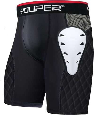 Youper Adult Elite Compression Padded Sliding Shorts w/Protective Athletic Cup for Baseball, Football in Kuwait