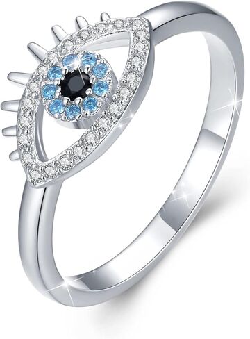 JUSTKIDSTOY خاتم عين الشر 925 فضة خواتم تركية للنساء مجوهرات عين الشر هدايا لصديقة الأم in Kuwait