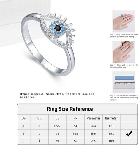 JUSTKIDSTOY خاتم عين الشر 925 فضة خواتم تركية للنساء مجوهرات عين الشر هدايا لصديقة الأم in Kuwait