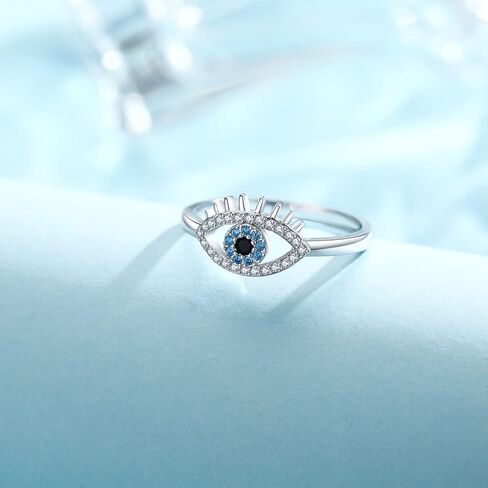 JUSTKIDSTOY خاتم عين الشر 925 فضة خواتم تركية للنساء مجوهرات عين الشر هدايا لصديقة الأم in Kuwait