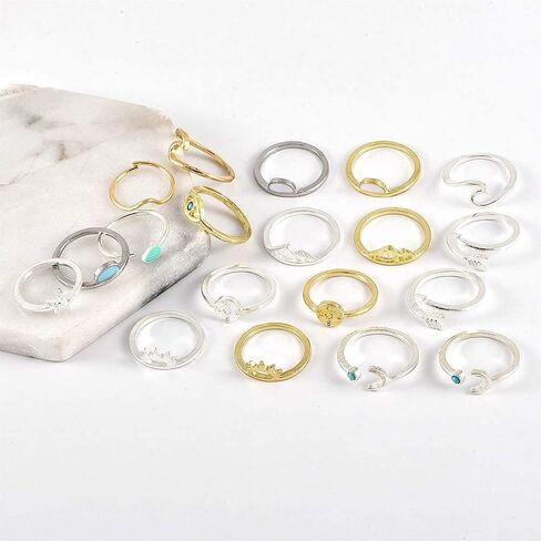 YOOESTORES82 Knuckle Stackable Ring Set for Women Girls.Boho Turquoise Star Moon Midi Finger Rings Set Vintage Peak Sea Stacking Joint Ring Sets in Kuwait