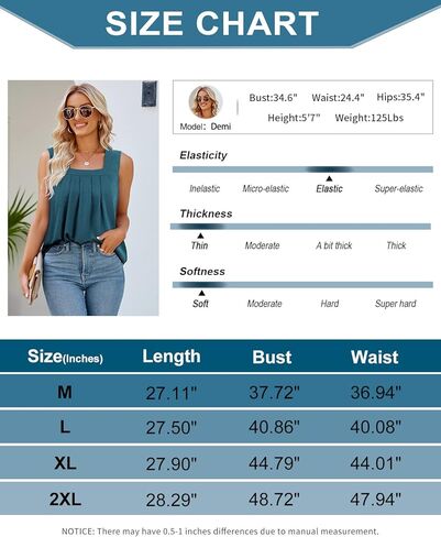 بلوزات نسائية صيفية ذات رقبة مربعة ومطويات وفضفاضة بدون أكمام من Viracy in Kuwait