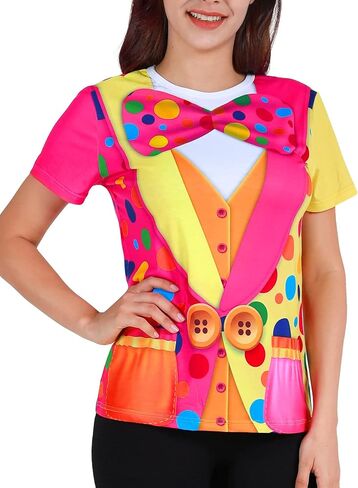 Funny World Women's Clown T-Shirt Graphic Short Sleeve Halloween Costume in Saudi Arabia