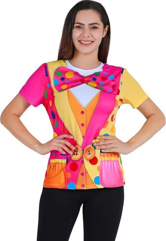 Funny World Women's Clown T-Shirt Graphic Short Sleeve Halloween Costume in Saudi Arabia