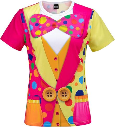 Funny World Women's Clown T-Shirt Graphic Short Sleeve Halloween Costume in Saudi Arabia