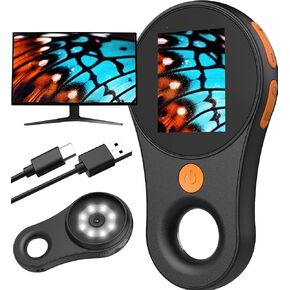 Macro Microscope Digital Fixed Focus 2.0 inch IPS Color Screen, 200w Pixel, 500x Magnification, Portable Handheld Magnifying Glass, Built-in 8LED Lights Compatible with Windows, Mac OS (Black)
