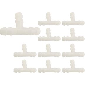 10PCS Plastic Barb Fitting 3 Way T Fitting White Hose Adapter Connector Suitable for Pharmaceuticals Beverage Laboratory