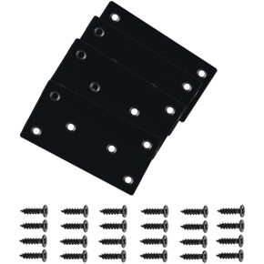4 x 2 Inch Stainless Steel Flat Bracket Mending Plate, Bracket Joining Plate, Heavy Duty Metal Repair Fixing Joining, Flat Brace Right Angle, for Furniture, Wood, Shelves, Cabinet(Black 4pcs)