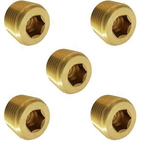 Brass Pipe Plug, 1/2" Male NPT, (5 Pack)