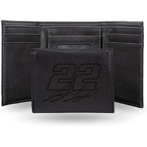 Rico Industries - Joey Logano No. 22 - Premium Laser Engraved Vegan Brown Leather Tri-fold Wallet - Slim yet Sturdy Design - Perfect to Show Your Loyalty or Gift