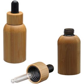 2 Pieces 0.51oz/15ml Bamboo Shell Amber Glass Dropper Bottles Refillable Empty Sample Vial Dropper Bottles with Pipettes Essential Oil Perfume Storage Container Bottles For Essential Oil Aromatherapy