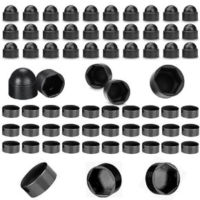 60 PCS Black M6 Bolt Nut Protective Cap，Hex Head Bolt Covers& Dome Head Plastic Bolt Caps Black Hexagonal Protective Cap Exposed, Media