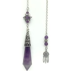 EDEN'S CALL 12 Facet Healing Rose Quartz Crystal Pendulum with Dream Cather Charm Chain Reiki Energy Stone Point Pendant Pendulum for Dowsing Divination Meditation
