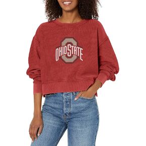 Chicka-d Women's Standard Corded Boxy Pullover, Red, Large