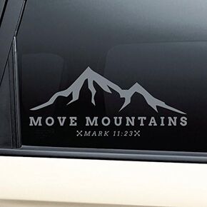 Move Mountains Christian Vinyl Decal Laptop Car Truck Bumper Window Sticker - Charcoal