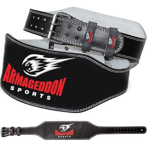 Leather Weight Lifting Belt - 6 Inches Wide Padded Gym Belt for Men and Women - Back Support for Weightlifting- Ensures Comfort and Protection - Premium Quality