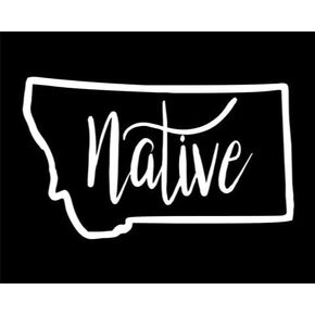 Montana Native Vinyl Decal | White | Made in USA by Foxtail Decals | for Car Windows, Tablets, Laptops, Water Bottles, etc. | 4.5 x 2.7 inch