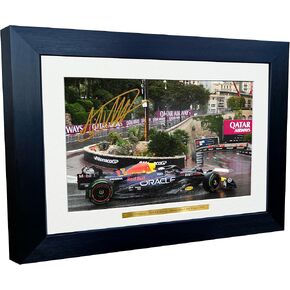 Kitbags & Lockers 12x8 A4 Max Verstappen Red Bull Racing Monaco Grand Prix Winner 2023 Autographed Signed Photo Photograph Picture Frame Racing Formula 1 F1 Poster Gift, Black