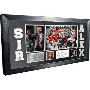 Sir Alex Ferguson Montage Celebration Manchester United Utd Signed Autographed Ronaldo Beckham Cantona Giggs Rooney Scholes Photo Photograph Picture Frame Football Soccer Poster Gift B