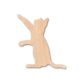 Handcrafted Wooden Cat - Intricate Playing Cat Cutout Figure - Perfect Wooden Cat Ornaments for Home Decor (5mm Plywood, 4")
