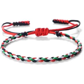 Palestine Bracelet for Men, Free Palestine Palestinian Flag Bracelet, Palestinian Beaded Handmade Braided Adjustable Free Flag Wristband Bracelet Gifts for Men Women