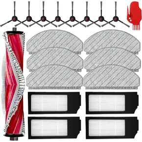 Replacement Part for Yeedi C12 Pro Plus Robot Vacuum, C12 Pro Plus Accessories Kit 20 Pcs,1 Main Roller, 4 Filters, 6 Microfiber Mop Pads, 8 Side Brushes Attachments
