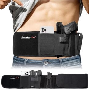 Belly Band Holster for Men and Women - Gun Holster by ComfortTac, Fits Smith and Wesson, Shield, Glock 19, 17, 42, 43, P238, Ruger LCP, and Similar Guns for Most Pistols and Revolvers