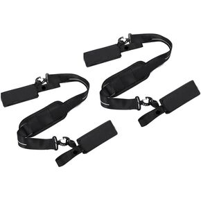 Ski Shoulder Straps and Pole Boot Carrier Black Adjustable Holder Belt - 2 Pack, Storage Bag Included