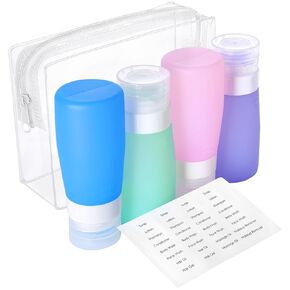 PACKISM TSA Approved Toiletry Bottles - 6 Pack Leak Proof 3.4oz Silicone Travel Bottles for Toiletries, Refillable Liquid Travel Accessories for Shampoo Conditioner Lotion Body Wash(BPA Free)