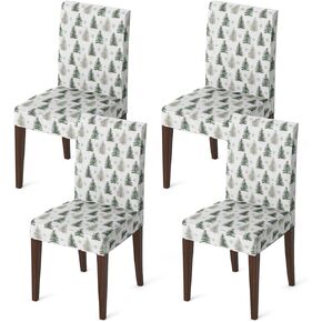 Horaldaily 4PCS Christmas Dining Chair Covers,Watercolor Christmas Trees Stretch Removable Washable Slipcover Chair Protector for Dining Room Home Decor