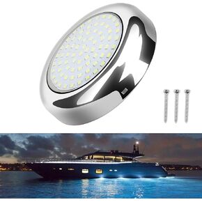 3.5inch Round Underwater Boat Lights IP68 Waterproof Led Boat Lights 2400LM Surface Mount 316 Stainless Steel Marine Led Lights for Boats Transom Pool Courtesy Deck Interior Lights