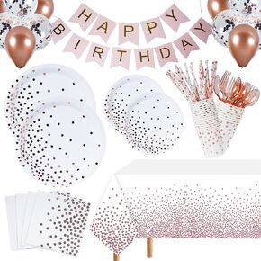 200 PCS Butterfly Birthday Party Supplies, Disposable Paper Plates Napkins Cups Tablecloth and Banner for Butterfly Girl Party Birthday Decorations Wall Decor for Cute Flower Party Décor Serve 24 in Kuwait