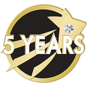 1" 5 Years of Service Pins, 5 Years Awards Pin with Gem, Shooting Star 5 Year Anniversary Lapel Pin, Prime