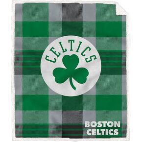 Pegasus Sports Officially Licensed NBA Plaid Steel Royal Plush Sherpa Blanket