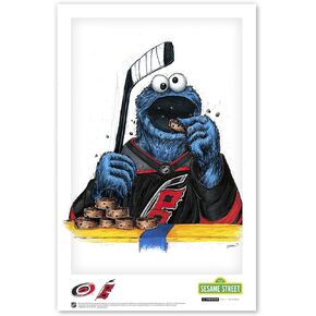 Carolina Hurricanes Cookie Monster NHL Looney Tunes Art Poster Print by S. Preston - Living Room Home Wall Decor, 11" x 17" Unframed Artwork