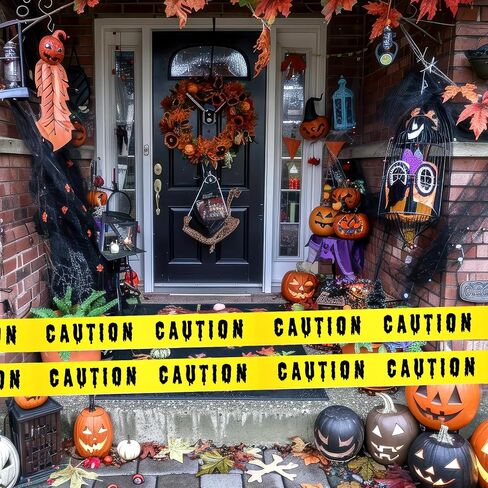Halloween Decorations Caution Tape, 1.9Inch x 82Feet Do Not Enter Scary Hazard Warning Tape Halloween Decorations Indoor Outdoor Fright Tape Roll for Horror Scene Party(Caution) in Saudi Arabia