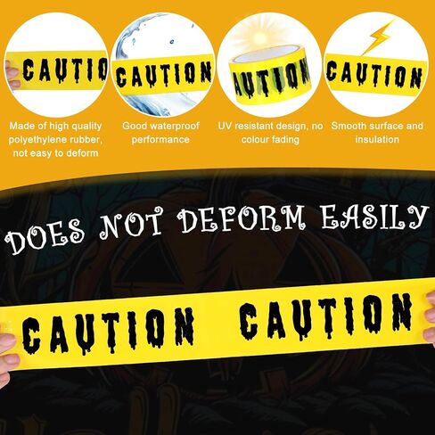 Halloween Decorations Caution Tape, 1.9Inch x 82Feet Do Not Enter Scary Hazard Warning Tape Halloween Decorations Indoor Outdoor Fright Tape Roll for Horror Scene Party(Caution) in Saudi Arabia