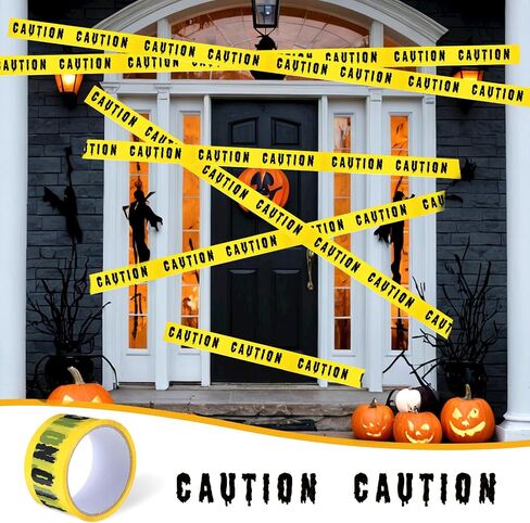 Halloween Decorations Caution Tape, 1.9Inch x 82Feet Do Not Enter Scary Hazard Warning Tape Halloween Decorations Indoor Outdoor Fright Tape Roll for Horror Scene Party(Caution) in Saudi Arabia
