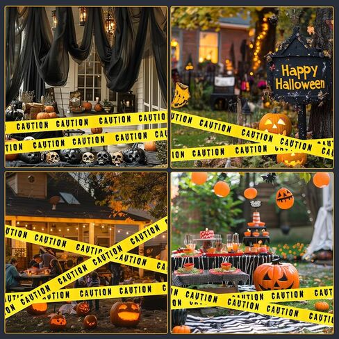 Halloween Decorations Caution Tape, 1.9Inch x 82Feet Do Not Enter Scary Hazard Warning Tape Halloween Decorations Indoor Outdoor Fright Tape Roll for Horror Scene Party(Caution) in Saudi Arabia