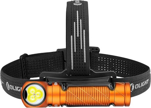 مصباح أمامي OLIGHT Perun 3 قابل لإعادة الشحن، مصباح أمامي LED 3000 لومن مع ضوء أحمر، مصباح رأس مقاوم للماء مع عصابة رأس للتخييم في الهواء الطلق، والمشي لمسافات طويلة، والعمل (برتقالي) in Saudi Arabia