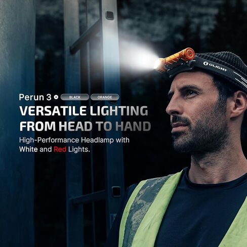 مصباح أمامي OLIGHT Perun 3 قابل لإعادة الشحن، مصباح أمامي LED 3000 لومن مع ضوء أحمر، مصباح رأس مقاوم للماء مع عصابة رأس للتخييم في الهواء الطلق، والمشي لمسافات طويلة، والعمل (برتقالي) in Saudi Arabia