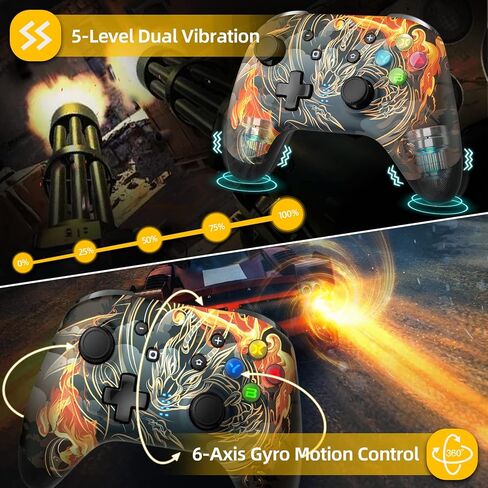 وحدة تحكم EasySMX Wireless Switch Pro - متوافقة مع Nitendo Switch/OLED/Lite، وحدات تحكم التبديل مع 9 مصابيح LED ملونة، الاستيقاظ، التربو، الاهتزاز، التحكم في الحركة in Kuwait