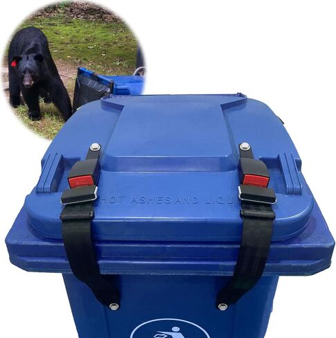 Bear Proof Trash Can Lock，(2PCS) Trash Can Locks for Animals，Trash Can Lid Lock for Raccoons Garbage Can Lock Racoon Proof Trash Can Trash Can Straps for Raccoons Bear Proof Garbage Can in Saudi Arabia